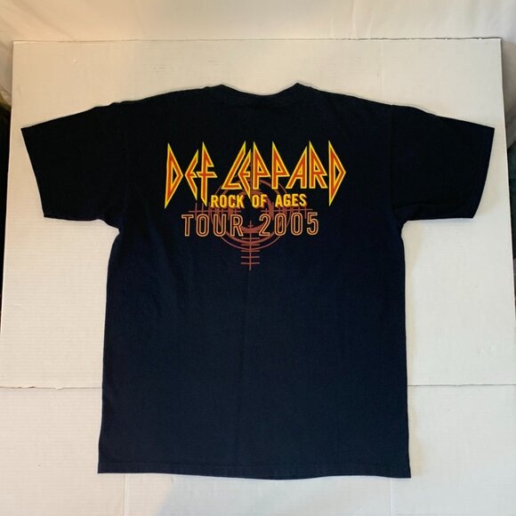 Anvil 2005 Def Leppard Band Graphic Print Rock of Ages Tour Black T-Shirt Sz Lg - Picture 3 of 8